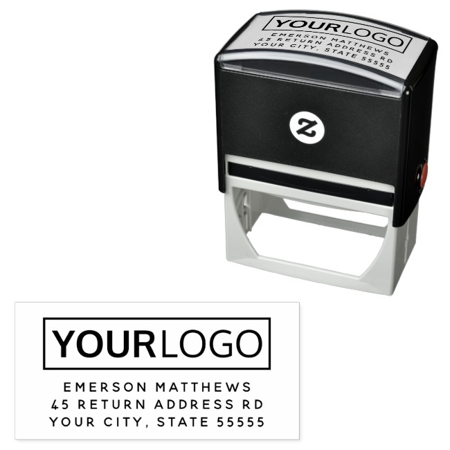 Add your own logo business return address stamp