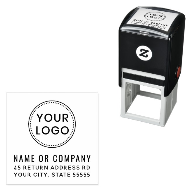 Modern add your own logo return address self-inking stamp