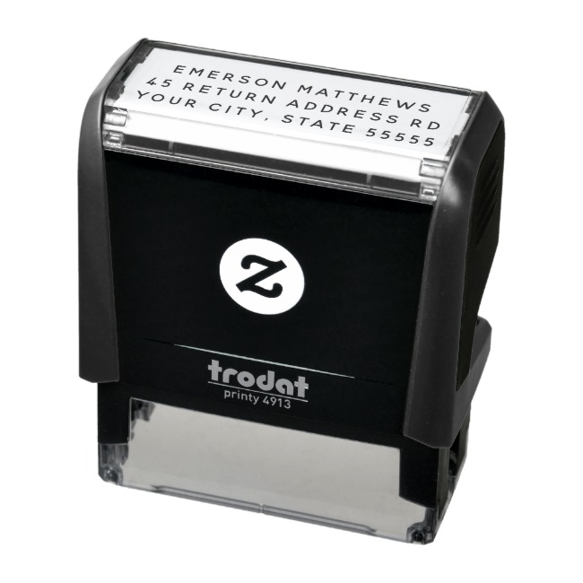 Simple plain self-inking return address stamp