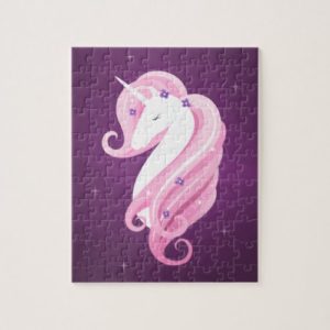 Beautiful unicorn on purple background jigsaw puzzle