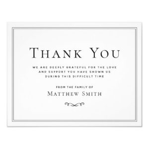 Bereavement funeral sympathy thank you note card