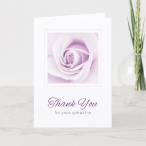 Purple rose sympathy bereavement thank you folded card