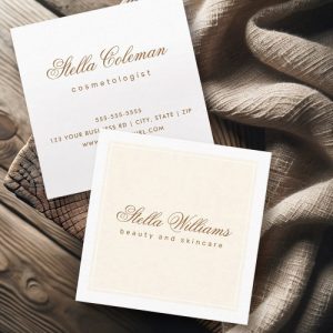 Chic cream ivory white beauty skincare minimalist square business card