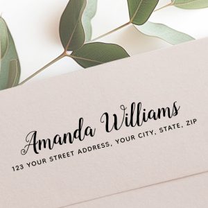 Cute whimsical script return address self-inking stamp