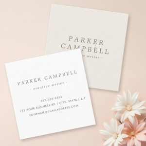 Elegant light beige brown stylish minimalist square business card