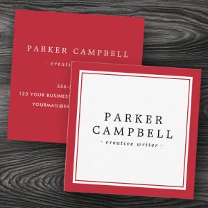 Elegant red border professional minimalist square business card