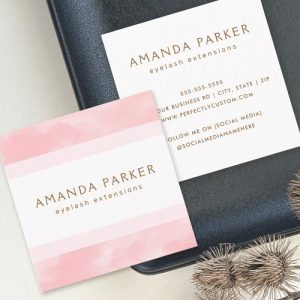 Light pink soft watercolor elegant spa boutique square business card