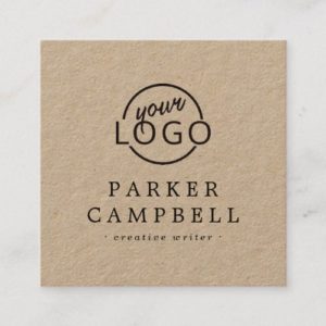 Custom logo elegant minimalist Kraft paper Square Business Card