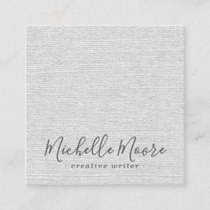 Light gray linen minimalist elegant professional square business card