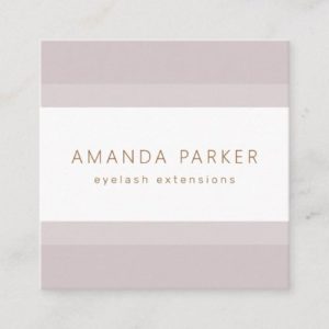 Light muted lavender stripes elegant spa boutique square business card