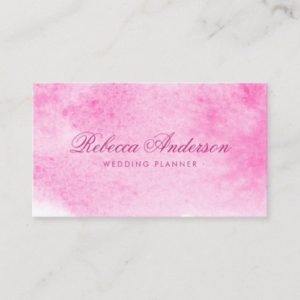 Pink watercolor romantic script font business card
