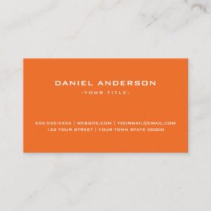 Professional simple bright orange business card