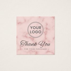 Blush pink marble add logo thank you insert card