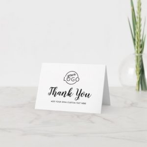 Custom logo pretty script business thank you cards