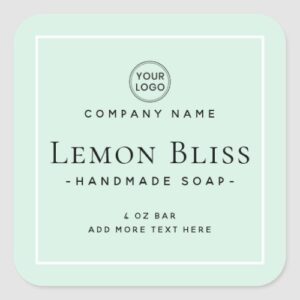 Elegant square light mint green product label
