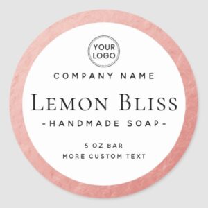 Faux rose gold border round product label