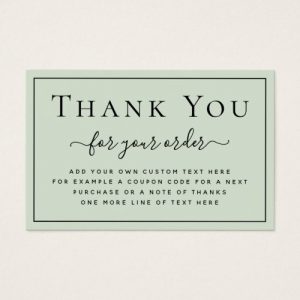 Light sage green thin border thank you insert