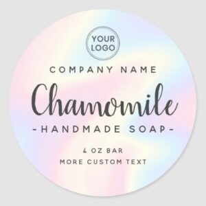 Pastel rainbow cute script round product label