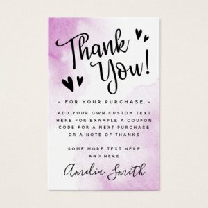 Purple watercolor add logo thank you insert card