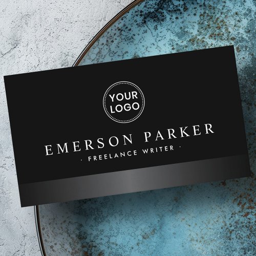 Stylish satin gray border custom logo professional business card