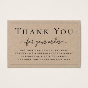 Thin border Kraft paper business thank you insert cards