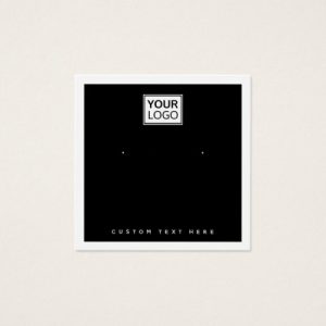 White border black add logo earring display card