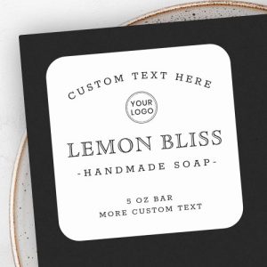 White or custom color logo square product labels