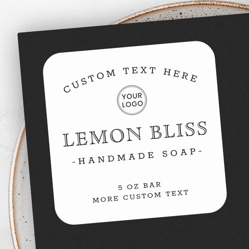 White or custom color logo square product labels