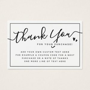 White with thin border logo thank you insert card