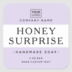 Custom logo purple square product labels