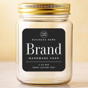 Black square elegant modern product labels