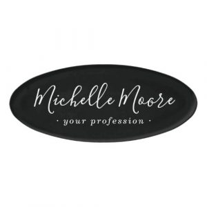 Feminine script elegant black name tag