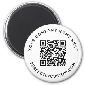 QR code and custom text round magnet