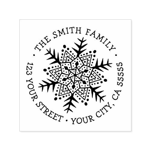 Winter snowflake Christmas holiday return address Self-inking Stamp - Image 2