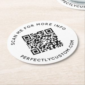 Custom QR code Scan me for more info custom text Round Paper Coaster