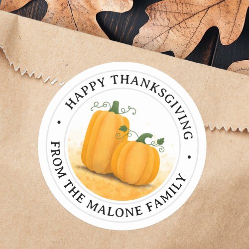 Happy Thanksgiving pumpkins autumn harvest Round Sticker