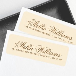 Romantic cream colored calligraphy script address label