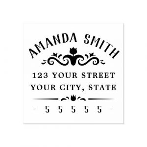Tulip floral elegant vintage style return address rubber stamp