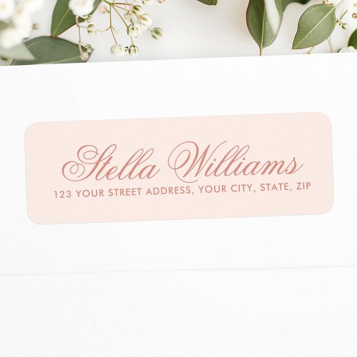Romantic light blush pink calligraphy script label