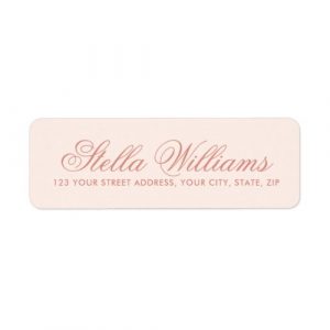 Pale blush pink return address labels with romantic calligraphy script name