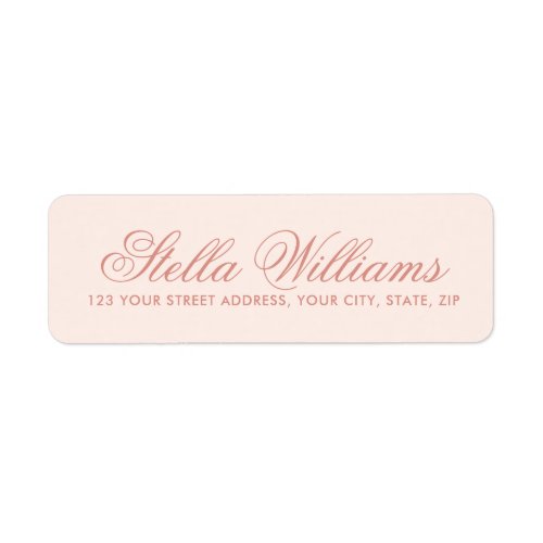 Pale blush pink return address labels with romantic calligraphy script name