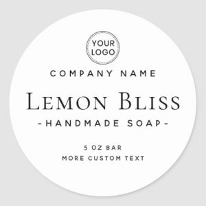 Elegant minimal round white product label
