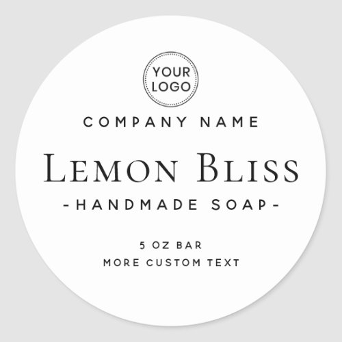 Elegant minimal round white product label