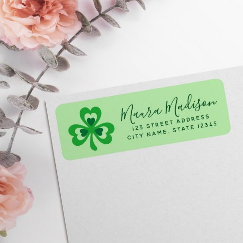 St. Patrick's Day green shamrock return address labels