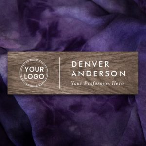Brow wood look modern logo, name and title name ta name tag
