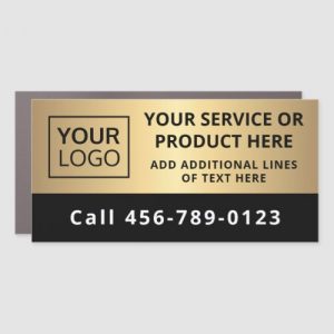 Custom logo black golden gradient business service car magnet