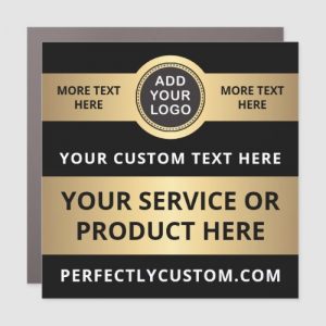 Black and golden gradient custom logo business service car magnet