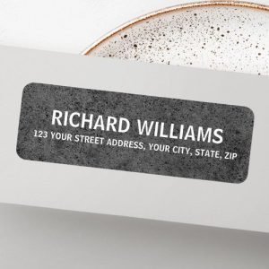 Dark industrial concrete masculine return address label