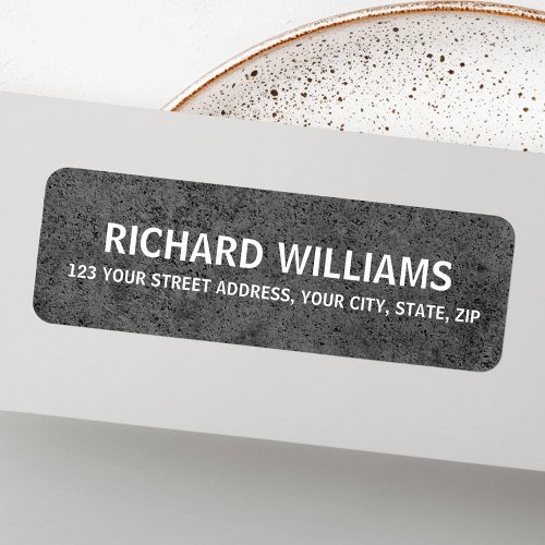 Dark industrial concrete masculine return address label