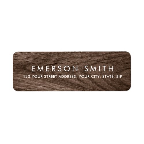 Elegant brown oak wood grain modern return address label - Image 2